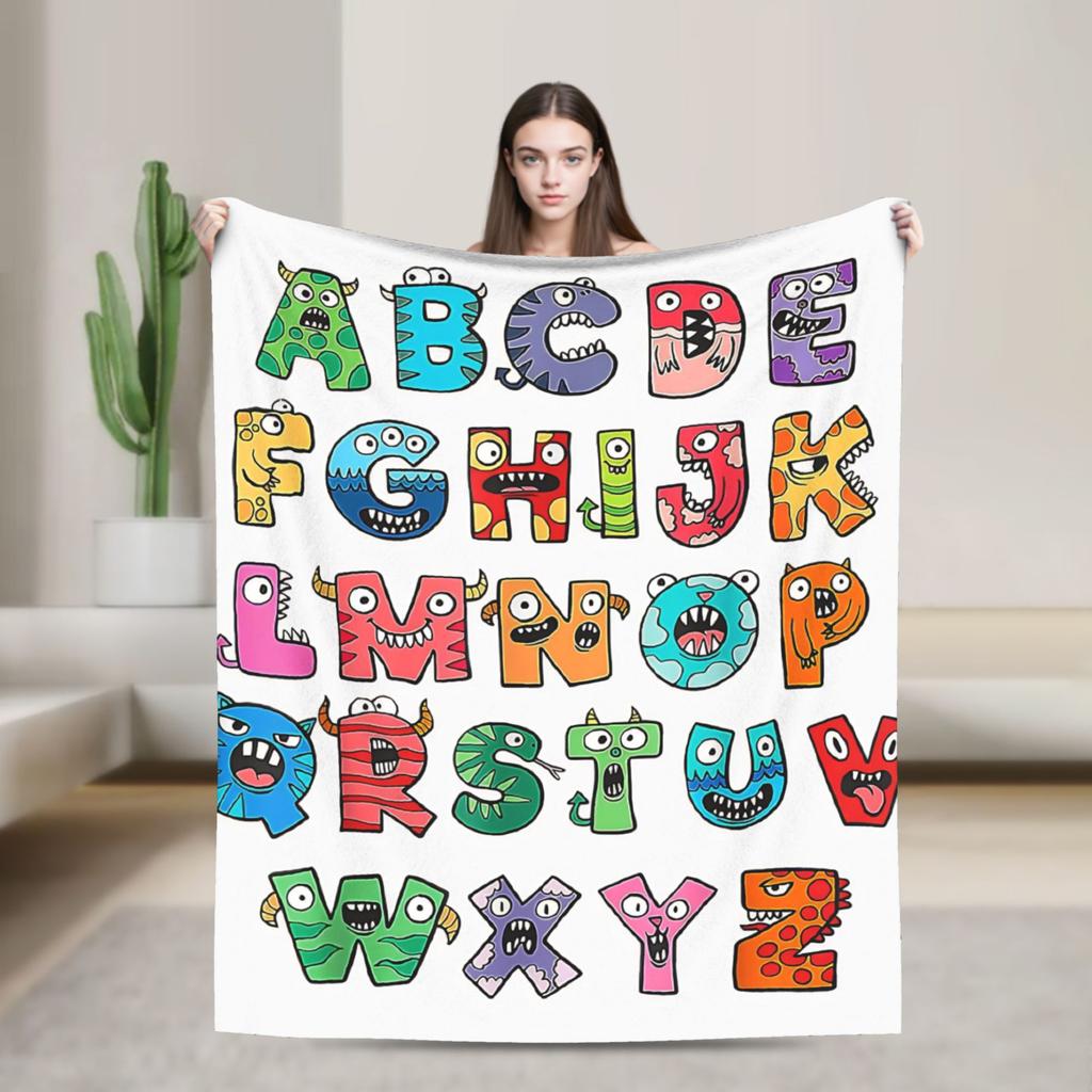 Alphabet Lore English Letter ABC  Blanket Quality Warm Soft  Throw Blanket Winter Picnic Couch Bed Funny Bedspread