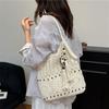Fringed Cotton Thread Underarm Shoulder Bag,Niche Hollow Tassel Woven Straw Bag,Summer Beach Tote Bag,Women Shopping Handbag