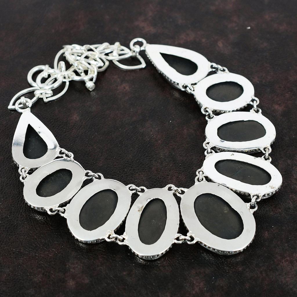 Abalone Shell Gemstone Necklace Jewelry 925 Sterling Silver Necklace Adjustable Chain Necklace Gift For Wife Handmade Jewelry