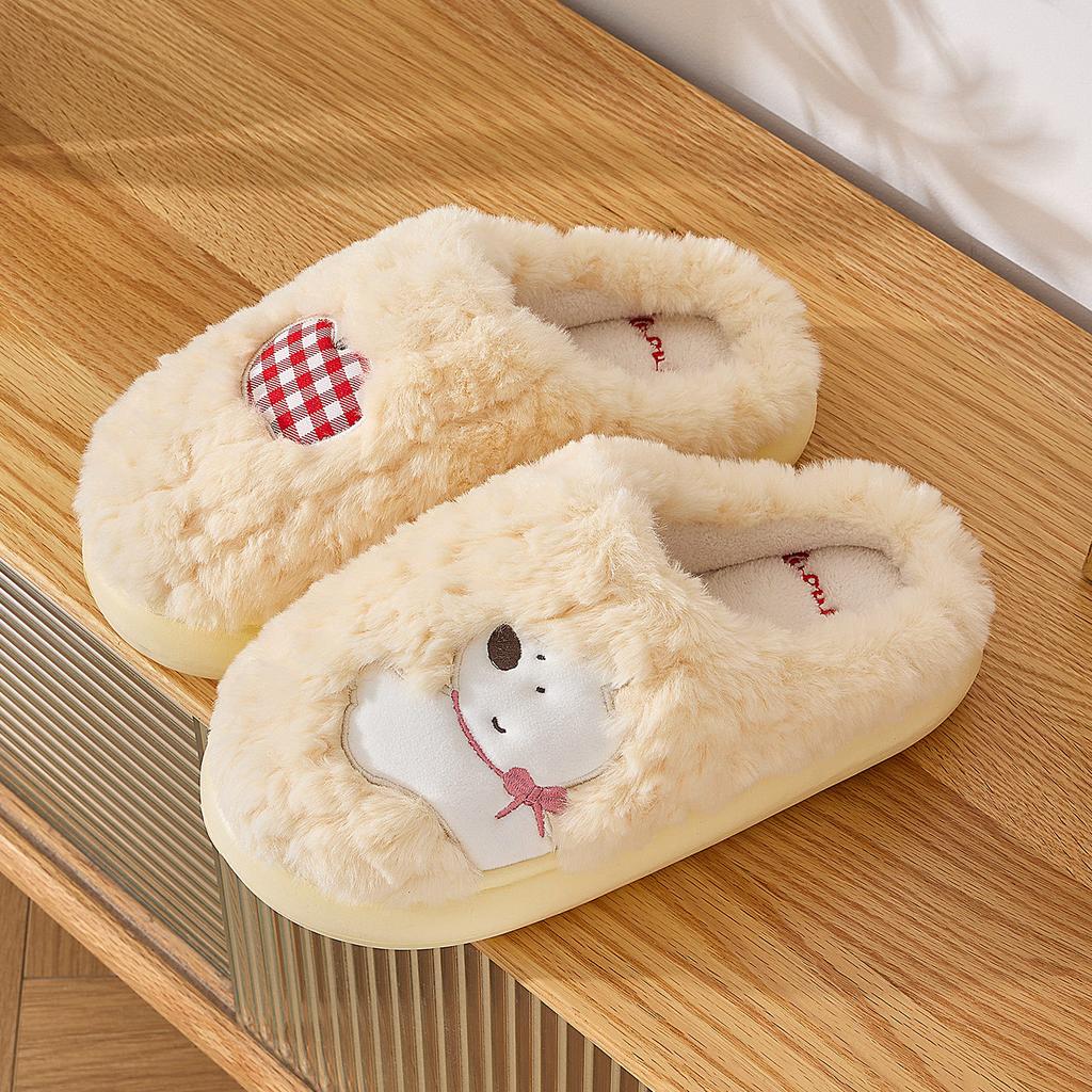 Cute Cartoon Cotton Slippers Autumn and Winter New Indoor Home Couple Thick-soled Warm Plush Cotton Shoes