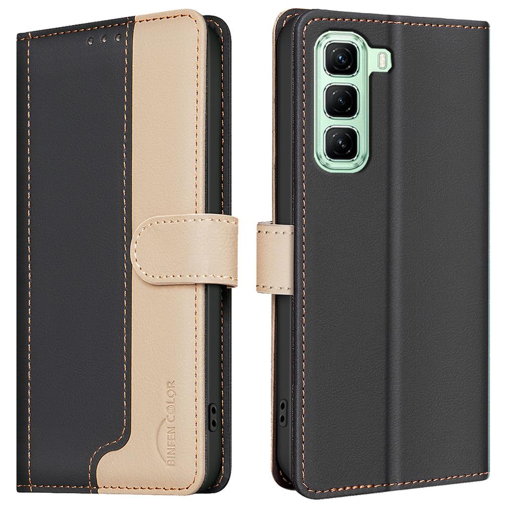 BINFEN COLOR BF33 for Infinix Hot 50 5G Leather Case Splicing Color RFID Blocking