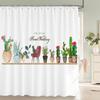 Tropical Plant Cactus Shower Curtain 180Cm *180Cm With Hooks, Floral Waterproof Shower Curtain, Shower Curtains For Bathroom
