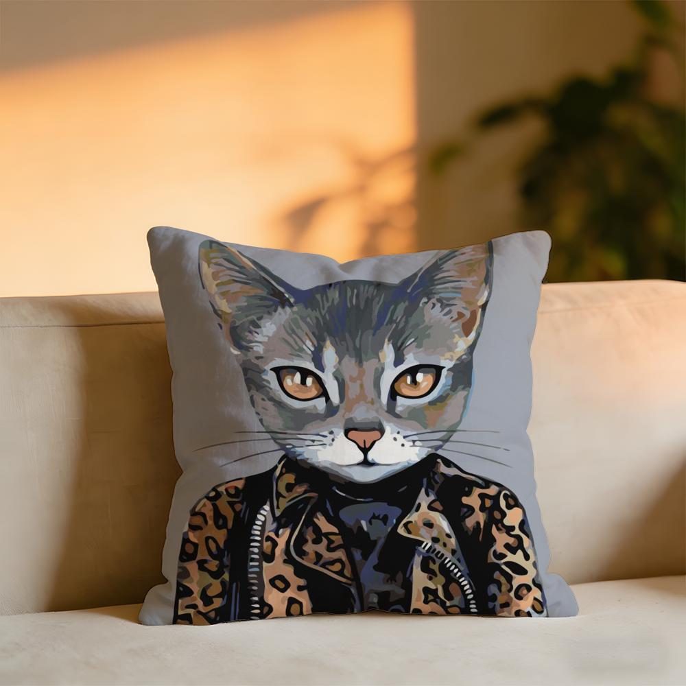 

Rich Pink Lion Animal Jewelry Cheetah With Cushion Cover Cozy Velvet Throw PillowSoft Warm Cushion For Sofa Bed 30x30 cm