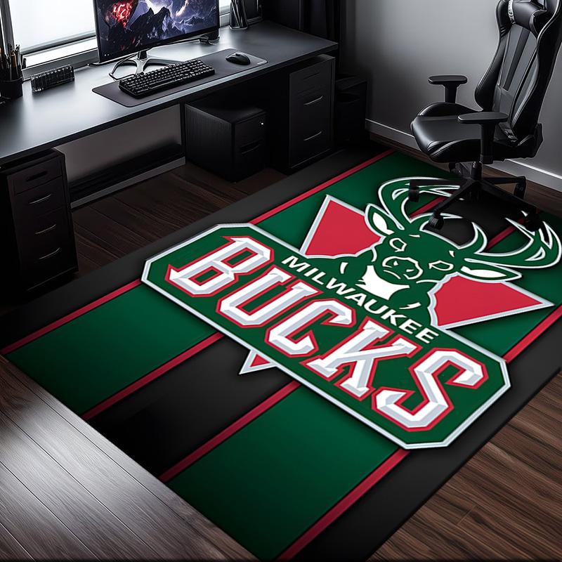 Bucks Team Logo Artwork Rug Office Carpet Non-Slip Mat, Chair Rug Floor Covering for Gaming, Bedroom, Living Room , Home Decor Christmas Gift