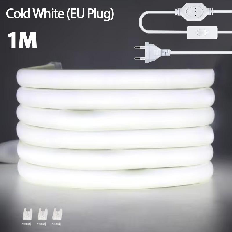 

Светодиодная лента COB 220 В с диммером, вилка европейского стандарта, 288 светодиодов/м, гибкая светодиодная лента для украшения дома и комнаты