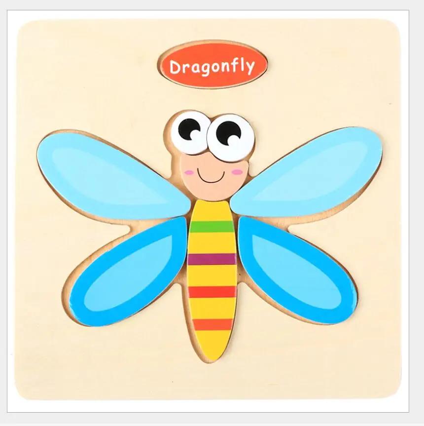 1pc 14.7cm/5.79in Wooden 3D Puzzles Jigsaw Game Cartoon Animal Pattern Kids Montessori Early Educational Toys for Children