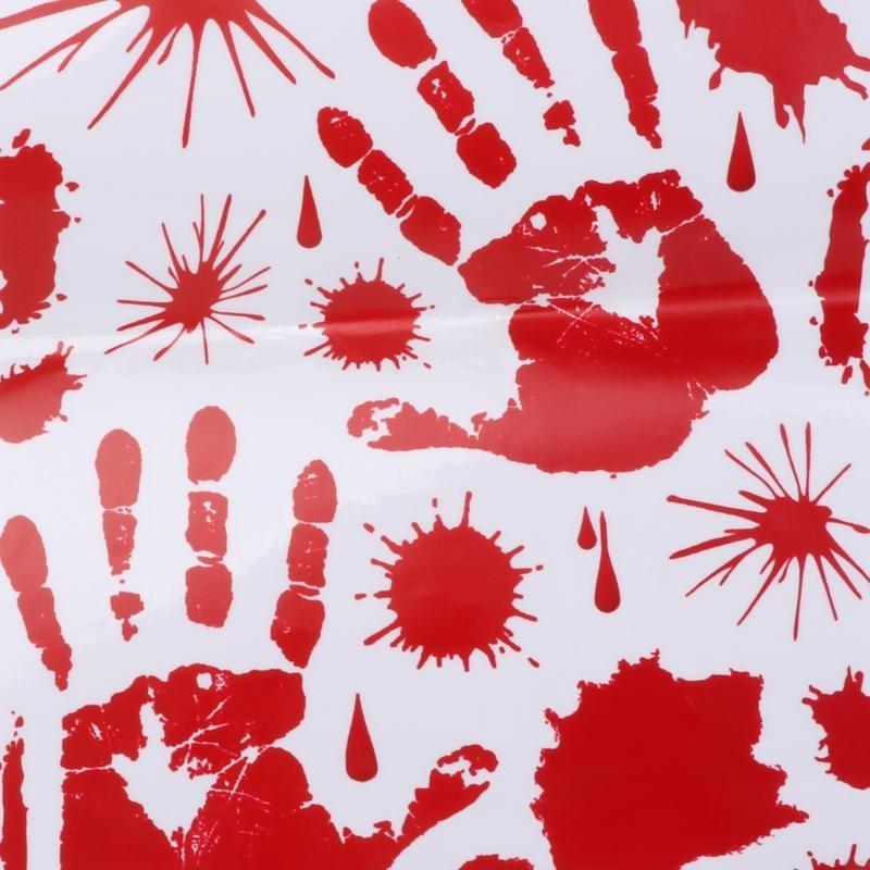 62KD Halloween Bloody Hand Print Window Clings Stickers Party Decorations Prop Sheet