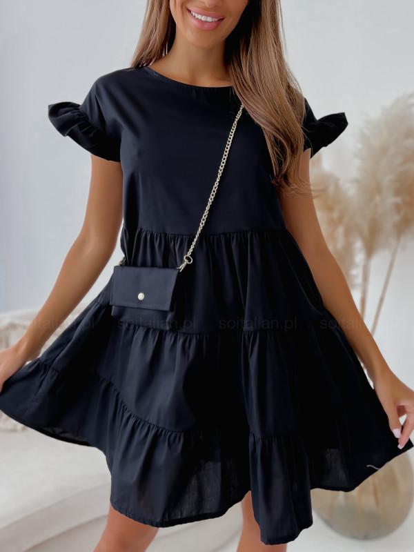 

Summer loose flared sleeve crew neck irregular hem dress S