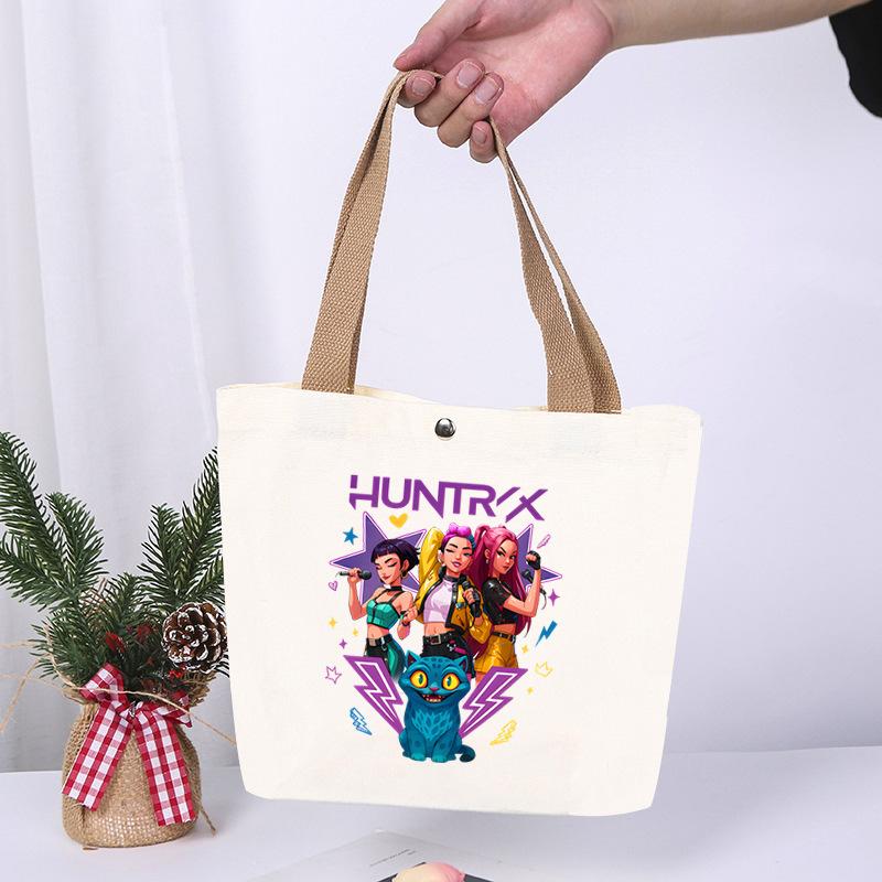 Anime Cartoon Print Student Commuting Trend Handbag Casual Lightweight Canvas Shoulder Bag