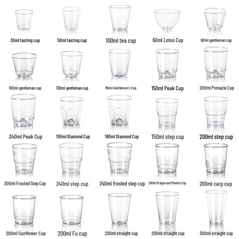 Xi He 300ml Disposable Transparent Thickened Aviation Cups, 200 Count