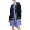 Uniqlo X JW Anderson Collaboration SS23 Spring Summer Collection Two-Tone V-Neck Striped Design Twisted Knit Sweater Women Sweater Navy 460651-69