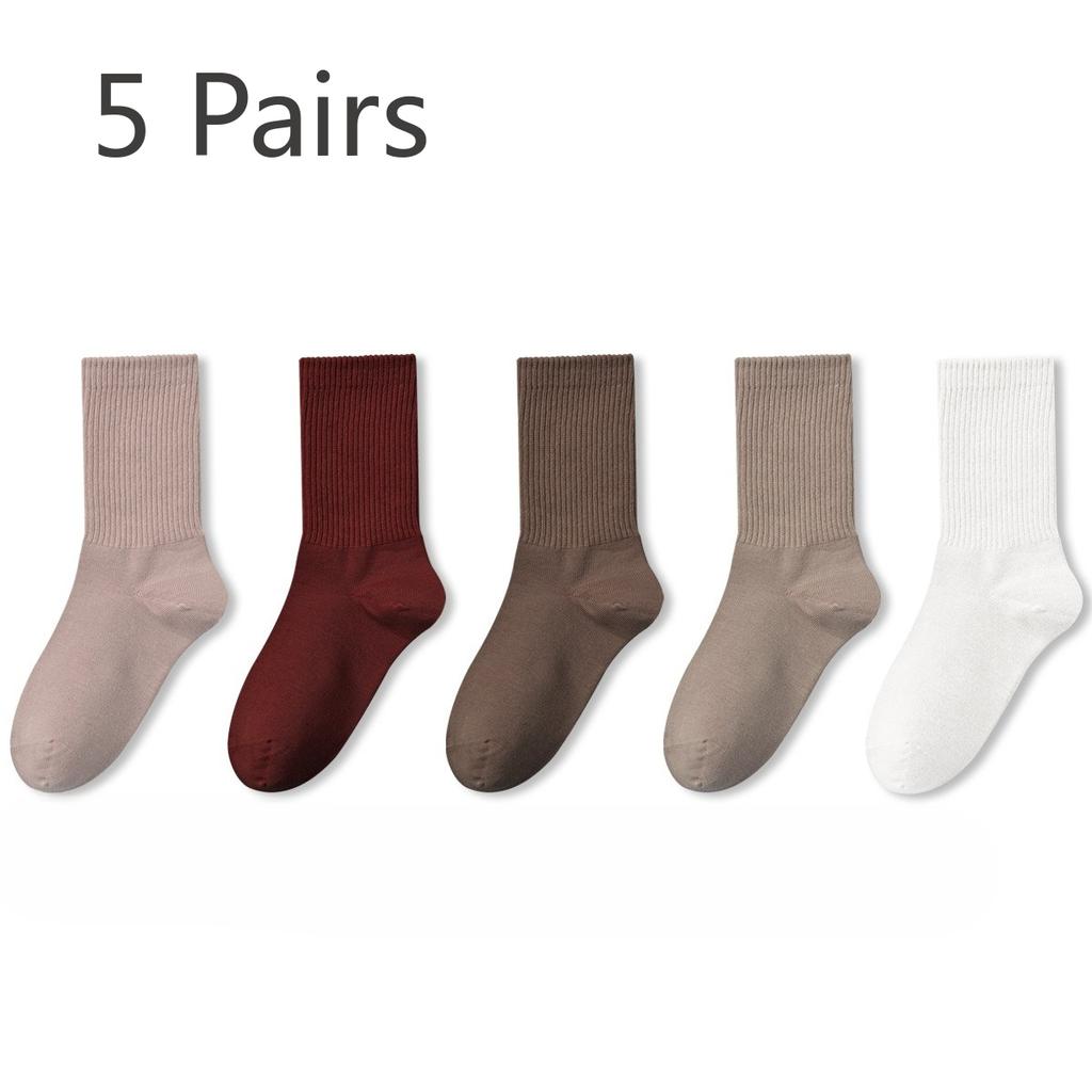 5 Pairs of Female Autumn and Winter Pure Cotton 7A Antibacterial Deodorant Wicking in The Tube Pile Cotton Socks
