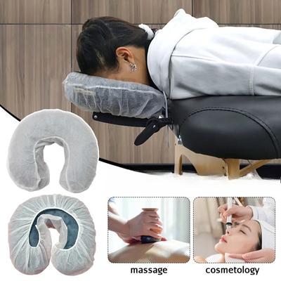 50 Stück Einweg-Kopfstützenbezüge, elastischer Vlies-Spa-Salon-Schönheitsmassage-Gesichtsstützen-Wiegenbezüge, U-förmiger Kissenbezug