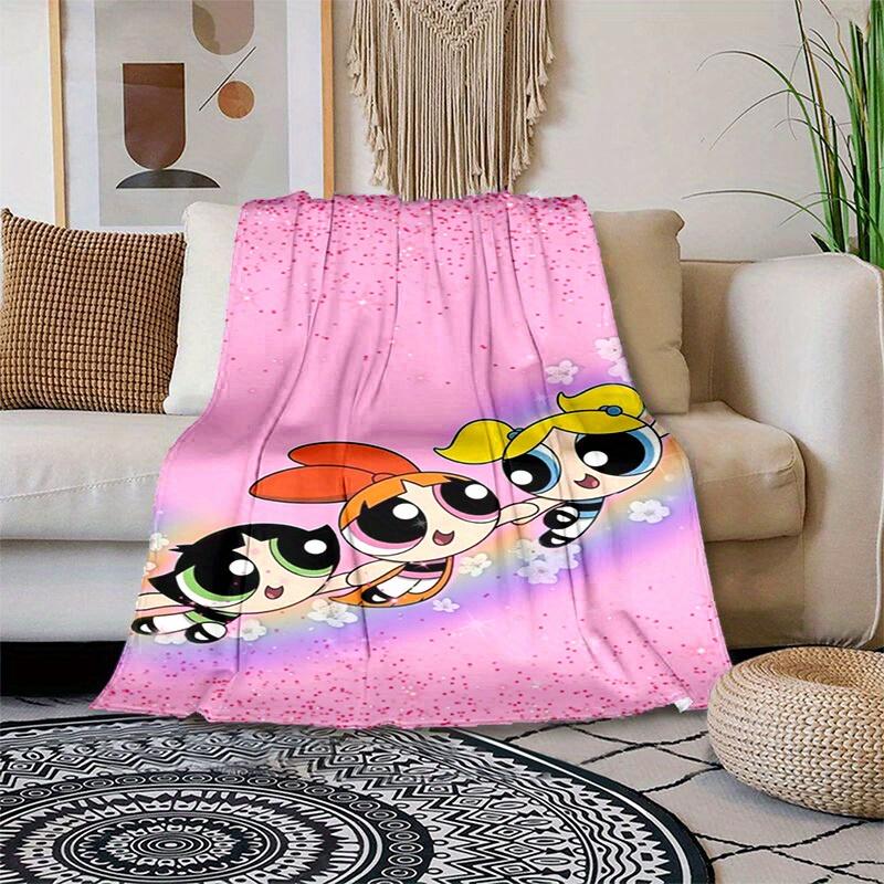1pcPowerpuff Plush Blanket - Soft and Comfortable for All Seasons, Makes a Gr