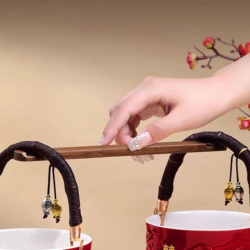 

Wedding Dowry Treasure Set: Ceramic Red Bride s and Mother s Happy Bucket Ornaments