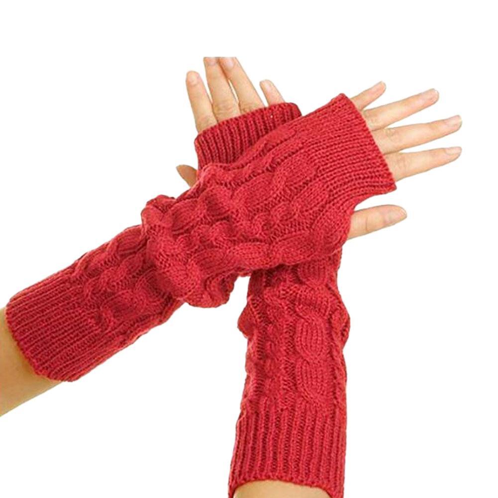 Women Knit Long Fingerless Gloves Fashion Arm Wrist Sleeve Hand Warmer Girls Casual Half Black Over Elbow Punk Gothic Mittens