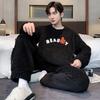 Higher Quality Thickened Warm Flannel Plus Size Men’s Pajamas Winter Nightwear Loungewear Fashion Striped Sleepwear Homewear