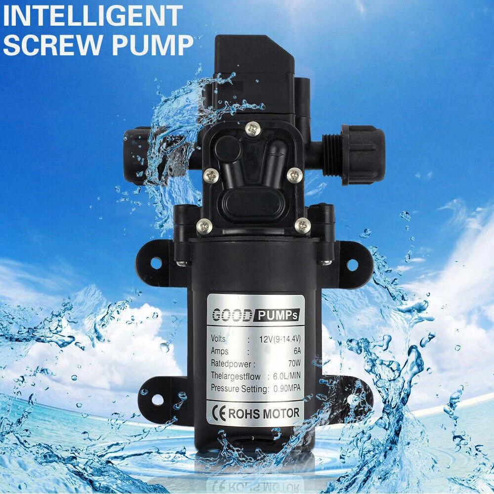 70W DC 12V Micro Electric Diaphragm Reflux Water Pumps 130PSI Self Priming Pump Diaphragm High Pressure RV Auto Switch 1/2PCS