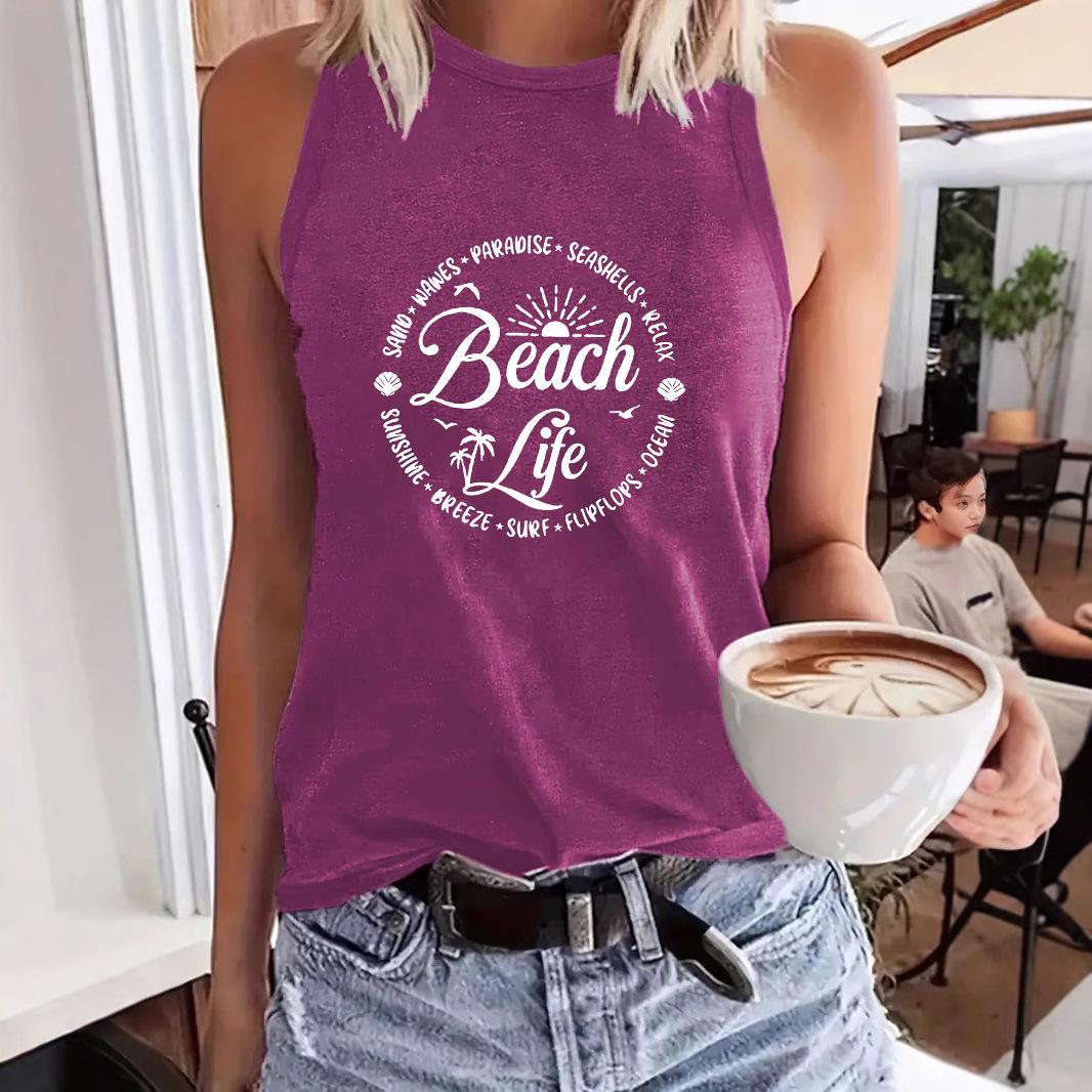 

Casual Sleeveless Women s Loose Beach Tank Top L