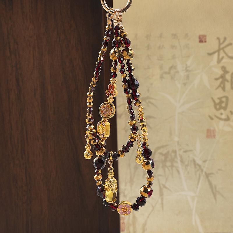 Lucky Cat Beaded Mobile Phone Chain Lanyard Lanyard Hulu Fu Short Pendant Wrist Lanyard Short Portable Lanyard Female