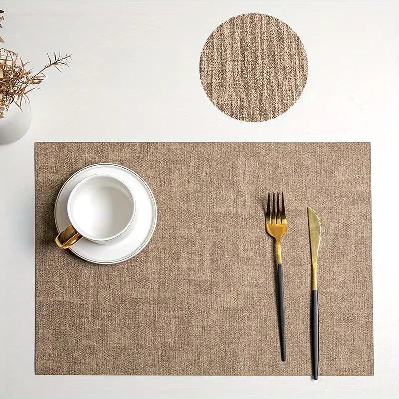 

Кожаные моющиеся подставки для стола для обеда, тканевый узор, скатерть, маслостойкие, водонепроницаемые, нескользящие, термостойкие, подставка для столовых приборов 1pcs 43x30CM коричневый