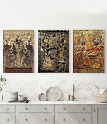 Egyptian Pharaoh Canvas Poster, Black & Gold Ancient Egypt Wall Art for Living Room Decor