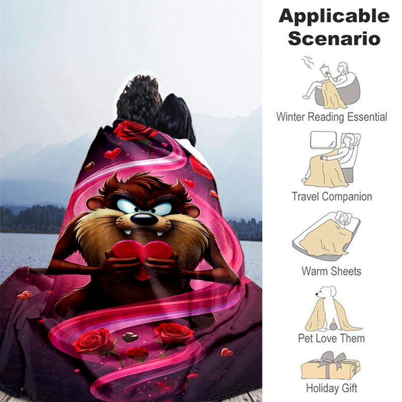 1pc Blanket Taz Mania Print Design, Lightweight Blanket for Sofa, Bed- Soft &Warm, Gift for All Seasons like Christmas, Halloween