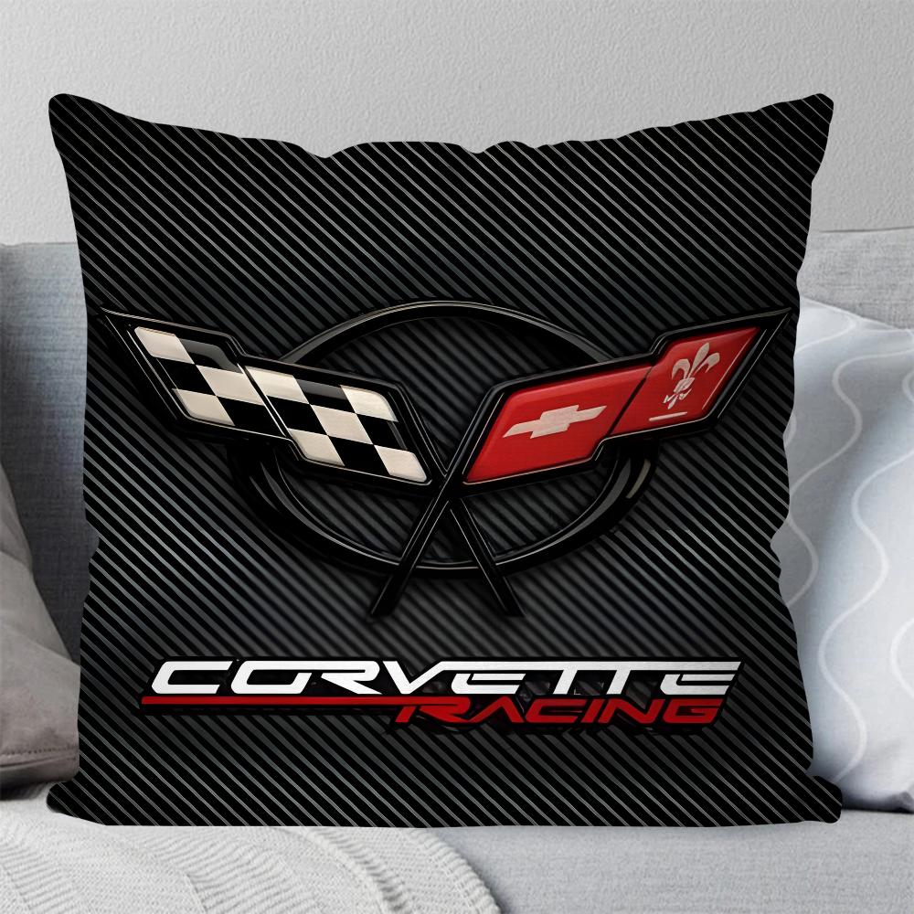 Cool Car C- Corvette Pillow Case Square Pillow Bedroom Sofa Leisure Comfort Cushion Car Living Room Home Decoration 40X40