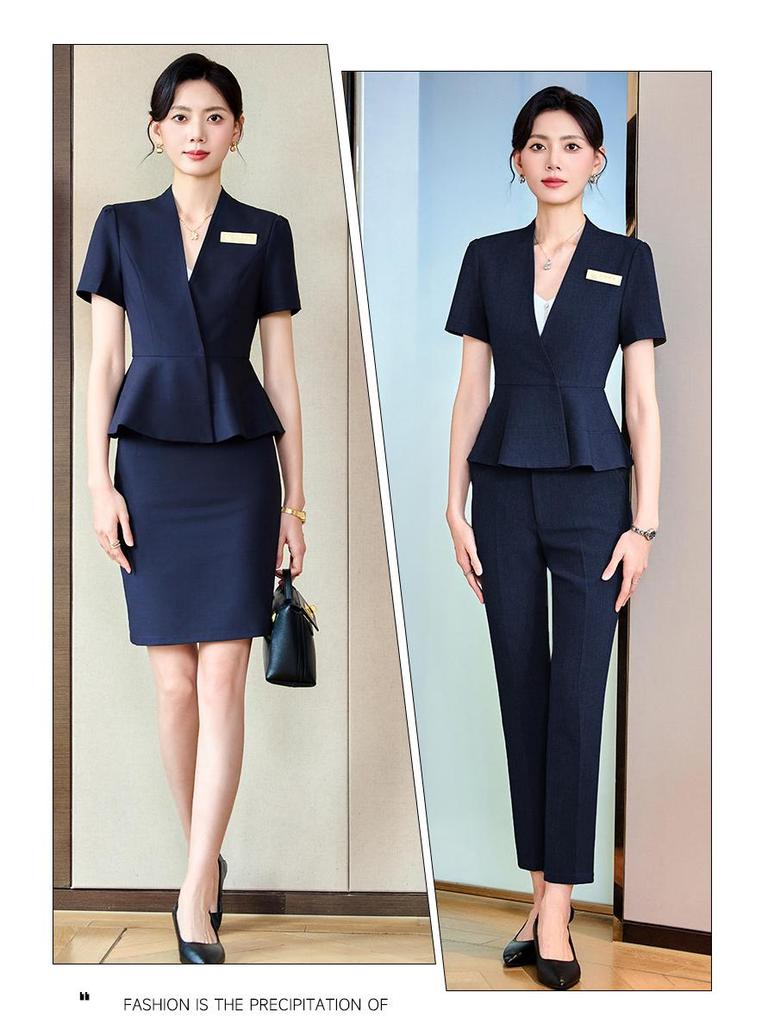 Women's Short Sleeve Professional Suit for Salon and Hotel Work