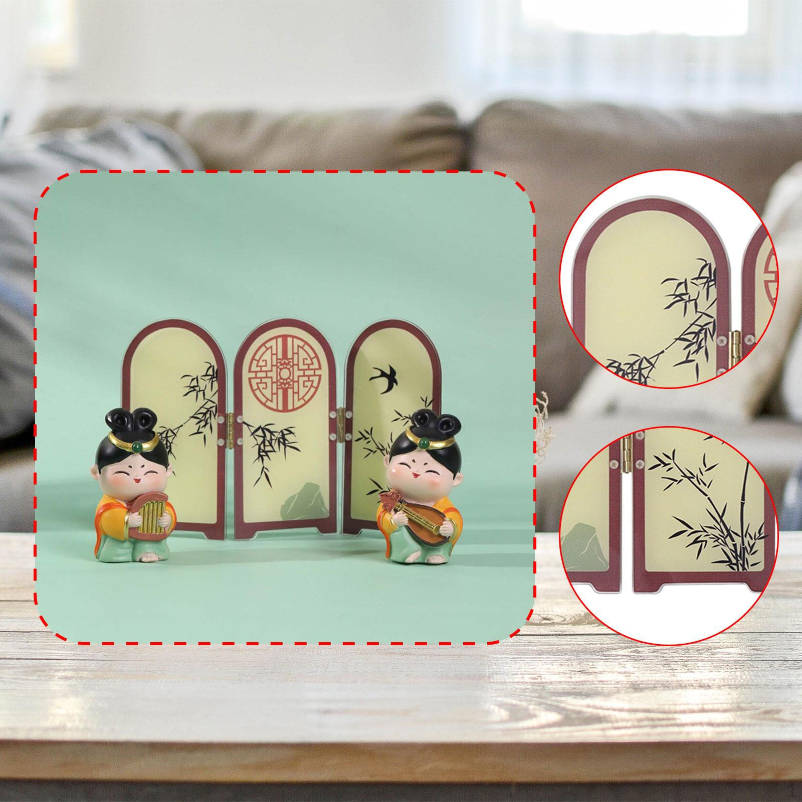 

Декоративный экран Фэн-шуй Орнамент Коллекционный стол Декор Традиционное китайское искусство Мини Складной 17.5cmx0.15cmx11.1cm