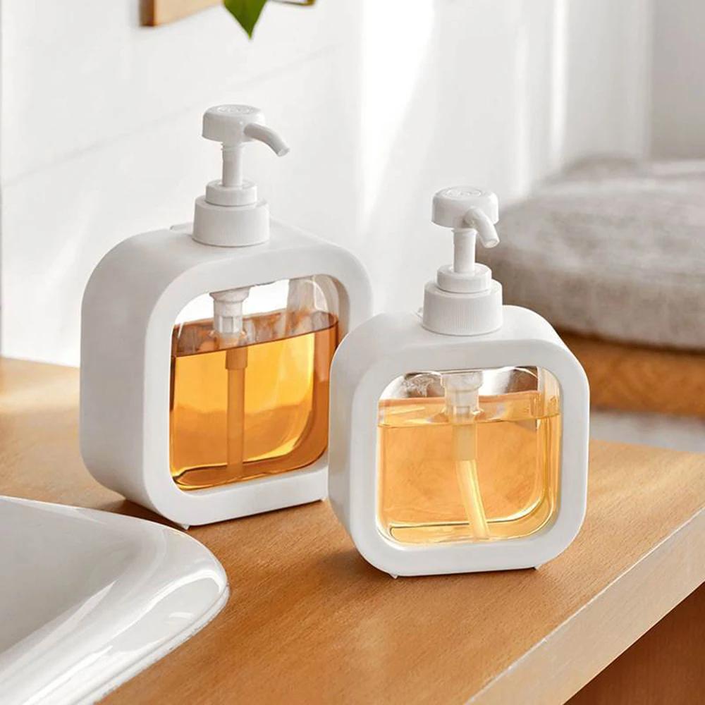 A Large-capacity Soap Dispenser Bottle, Transparent Visible Plastic Press Bottle, Suitable for Travel, Kitchen, Bathroom