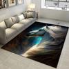 Galaxy White Horse Area Rug, Magical Nebula Stallion Print Floor Mat for Living Room Bedroom Art Home Decor