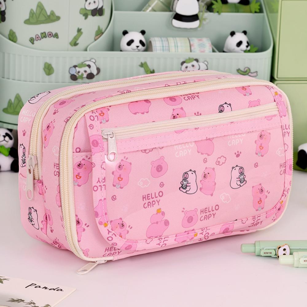 Multi Layer Pen Bag Capybara Stationery Organizer New Stationery Storage Bag School Office