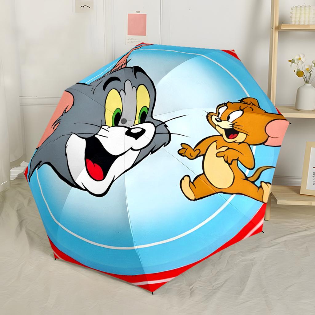 Tom And Jerry Sweet Outdoor Automatic Umbrella Compact 8-Rib Design Compact Design for Women/Men Fashion Lovers Wedding Party Gift