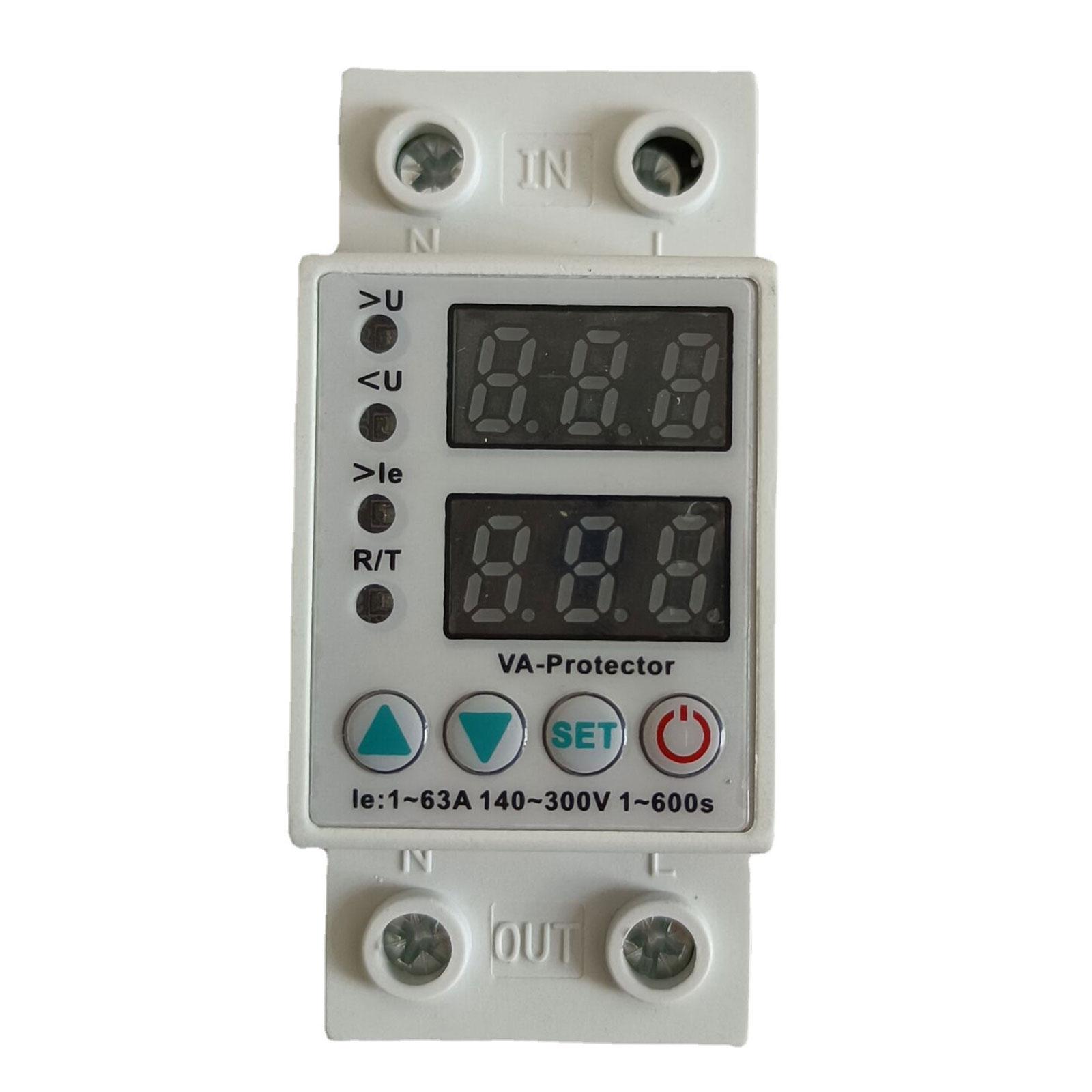 

63A Din Rail 220V Adjustable Over and Under Voltage Protective Device Protector Relay Monitor Current Limit 1
