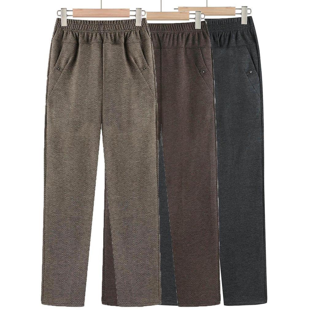 High Waist Plus Velvet Pants - Autumn/Winter Loose Fit for Mid-aged & Elderly Women