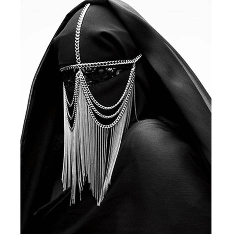 Fashion Head Chain Masquerade Mask Punk Tassels Face Chain Party Mask Headwear Chain Jewelry Gift for Women Girls