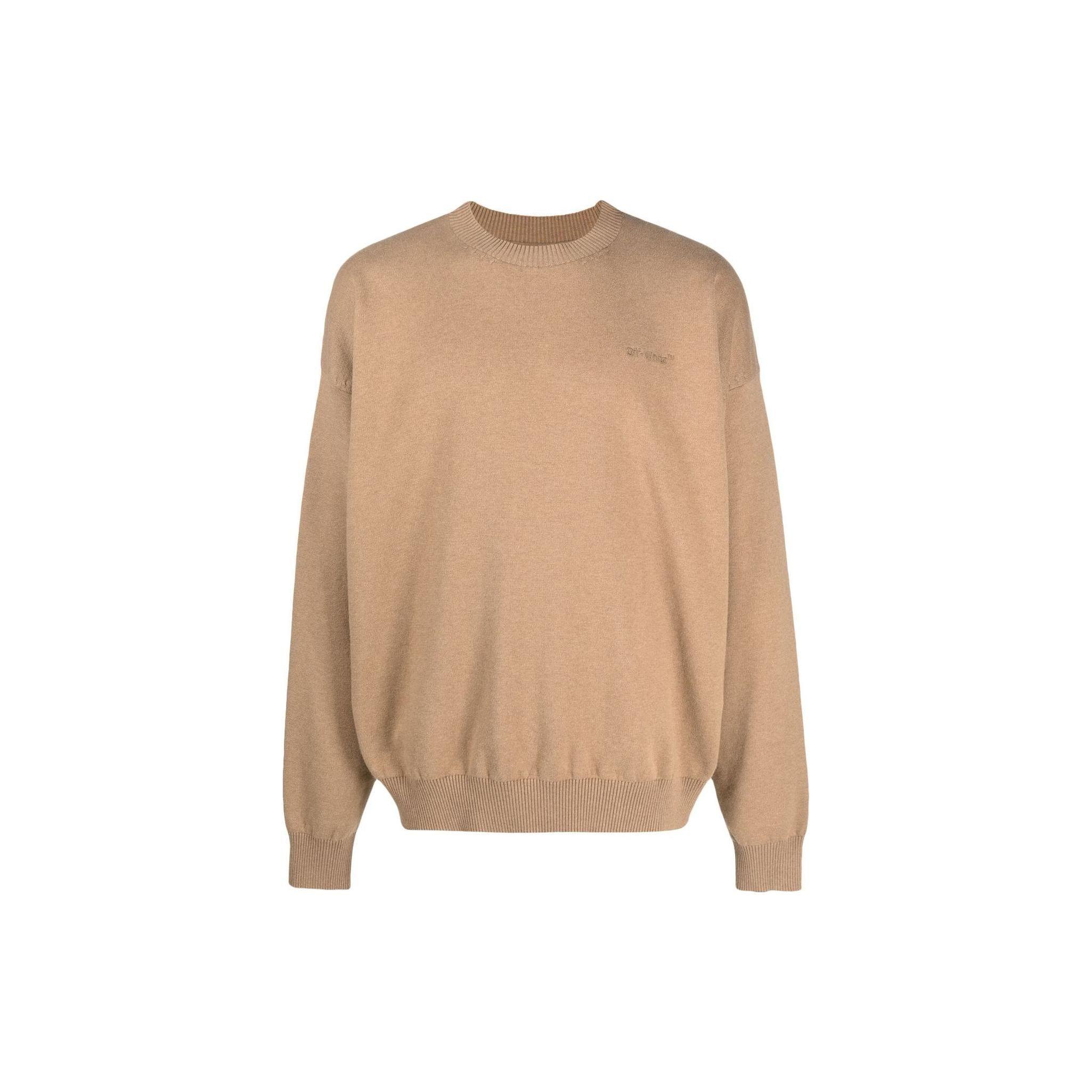 

Off-White Stretch Cotton Crewneck Camel Men Tops Brown OMHE138F22KNI0016262 XL