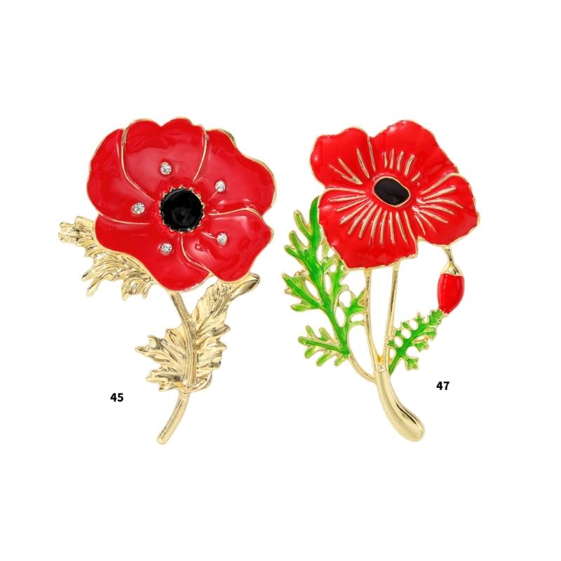 Enamel Poppies Flower Brooch Unisex Plant Pin Elegant Banquet Party Lapel Pin Accessory Gift for Fashion Forward Women