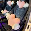 1pc Cute Cartoon Car Headrest Pillow Neck Support Pillow Love Heart Back Waist Pillow Seat Back Cushion Car Interior Decoration