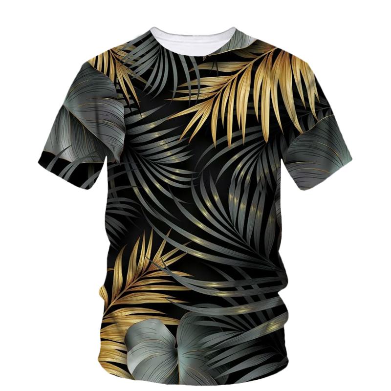 Summer Originality Plant Leaves Graphic T-shirts Trend Casual Personality Fun Printed O-neck Short Sleeve Men's T-shirts