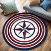 Nautical Ship Wheel Round Rug Navy Blue and White Non Slip Floor Mat for Coastal and Beach House Decor