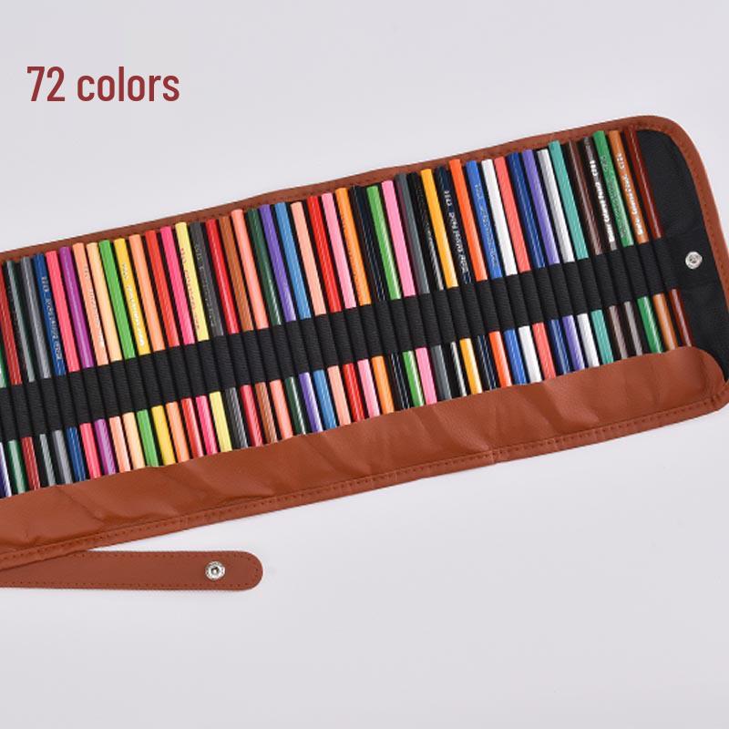 50 Colored Wooden Pencils In Roll-Up Case for Students and Artists