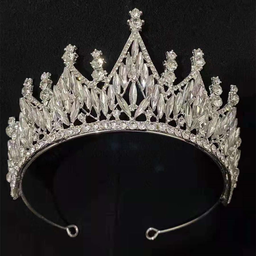 Fashion Elegant Korean Gold Color Crown Hair Accessories Luxury Crystal Tiara For Women Wedding Headdress Bridal Hair Jewelry