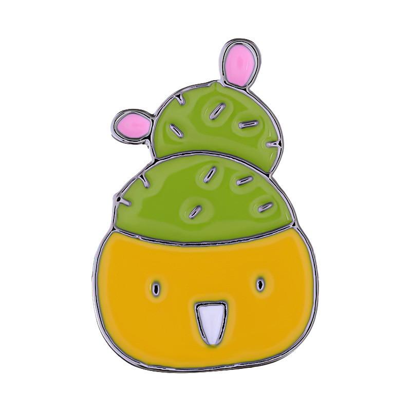 Charming Cartoon Mini Cactus Plant Brooch Alloy Badge For Fashionable Clothing Accessories