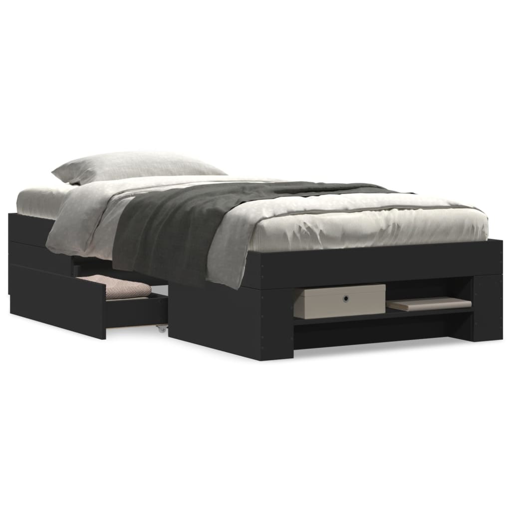 Bed Frame Black 75x190 cm Particleboard