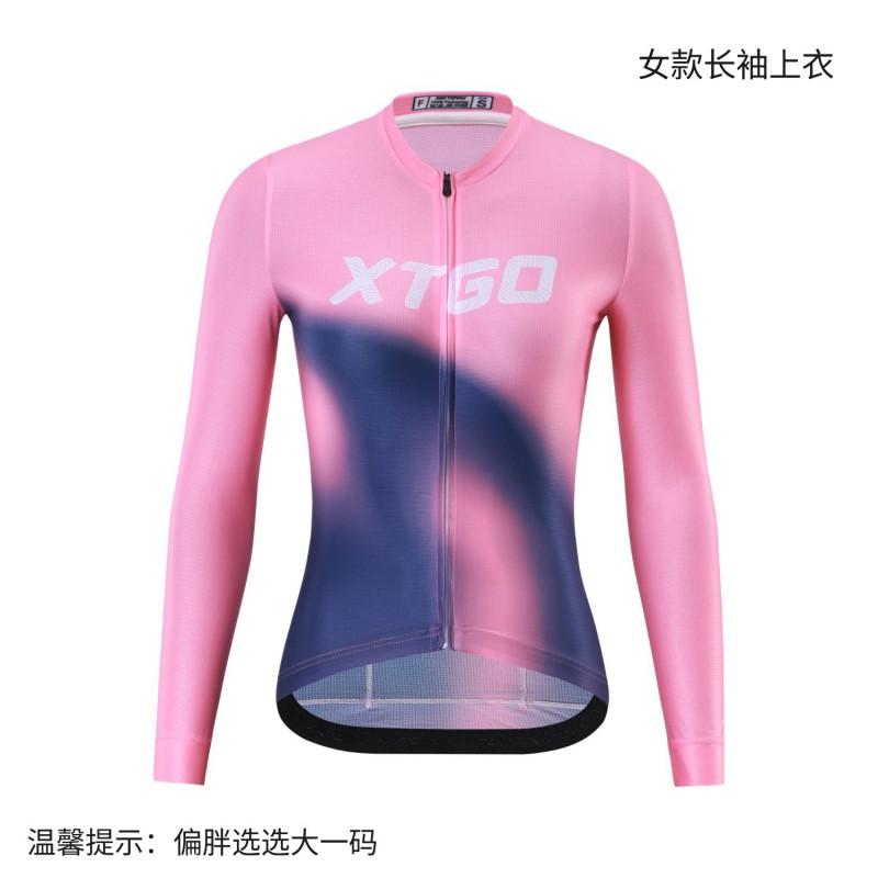 Womens Cycling Jersey Long Sleeve Quick-Dry Moisture Wicking Bike Riding Top Sportswear