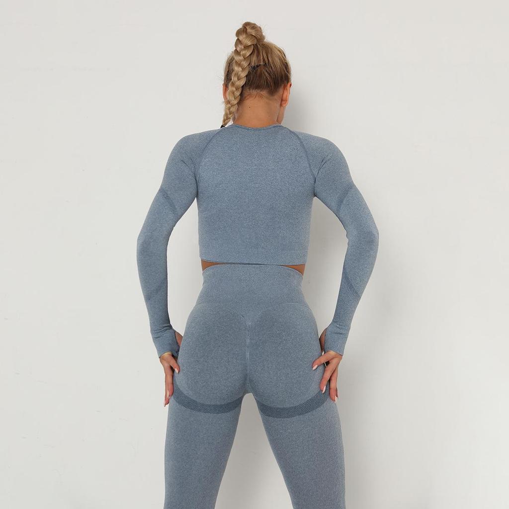 European & American Seamless Long-Sleeve Quick-Dry Yoga Top