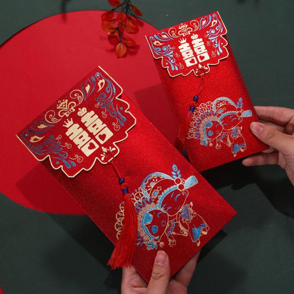 New Year's Blessing Bag Red Envelope New Year Packet Money Bags 2/10pcs HongBao  Celebration Party