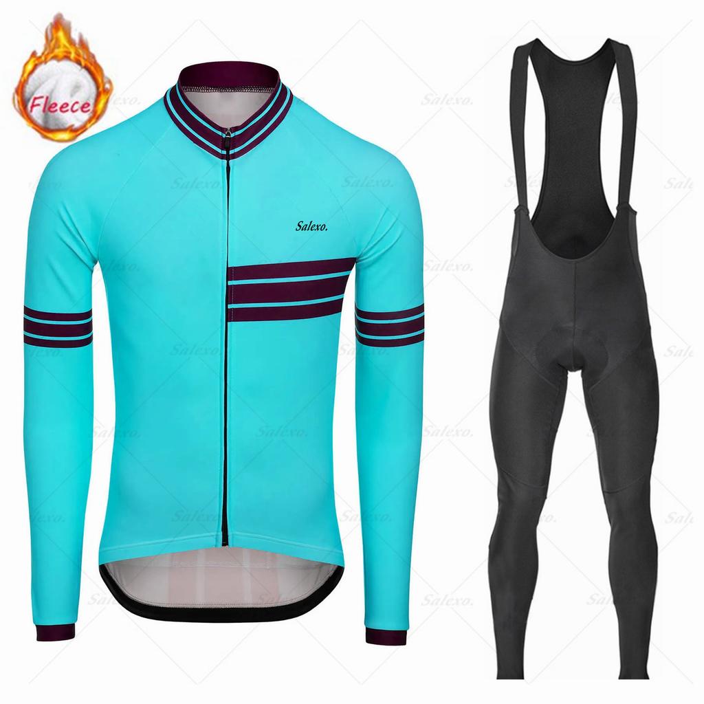 2026  Men's Warm Winter Thermal Fleece Set Cycling Clothes Jersey Suit Sport Riding Bike MTB Clothing Bib Pants Set Ciclismo